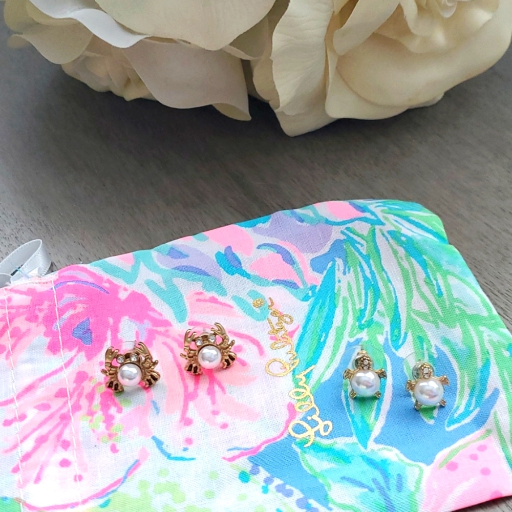 Lilly Pulitzer Crab and Turtle Earrings